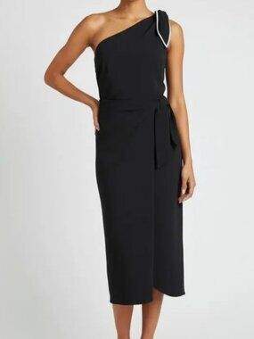 Diane Von Furstenberg | One Shoulder Wrap Dress | Black | 6